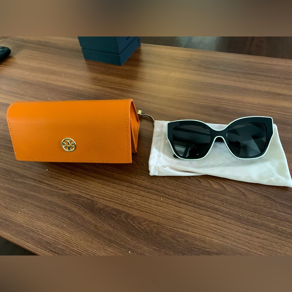 Tory Burch Women's Sunglasses, TY7184U - Black with Ivory Piping